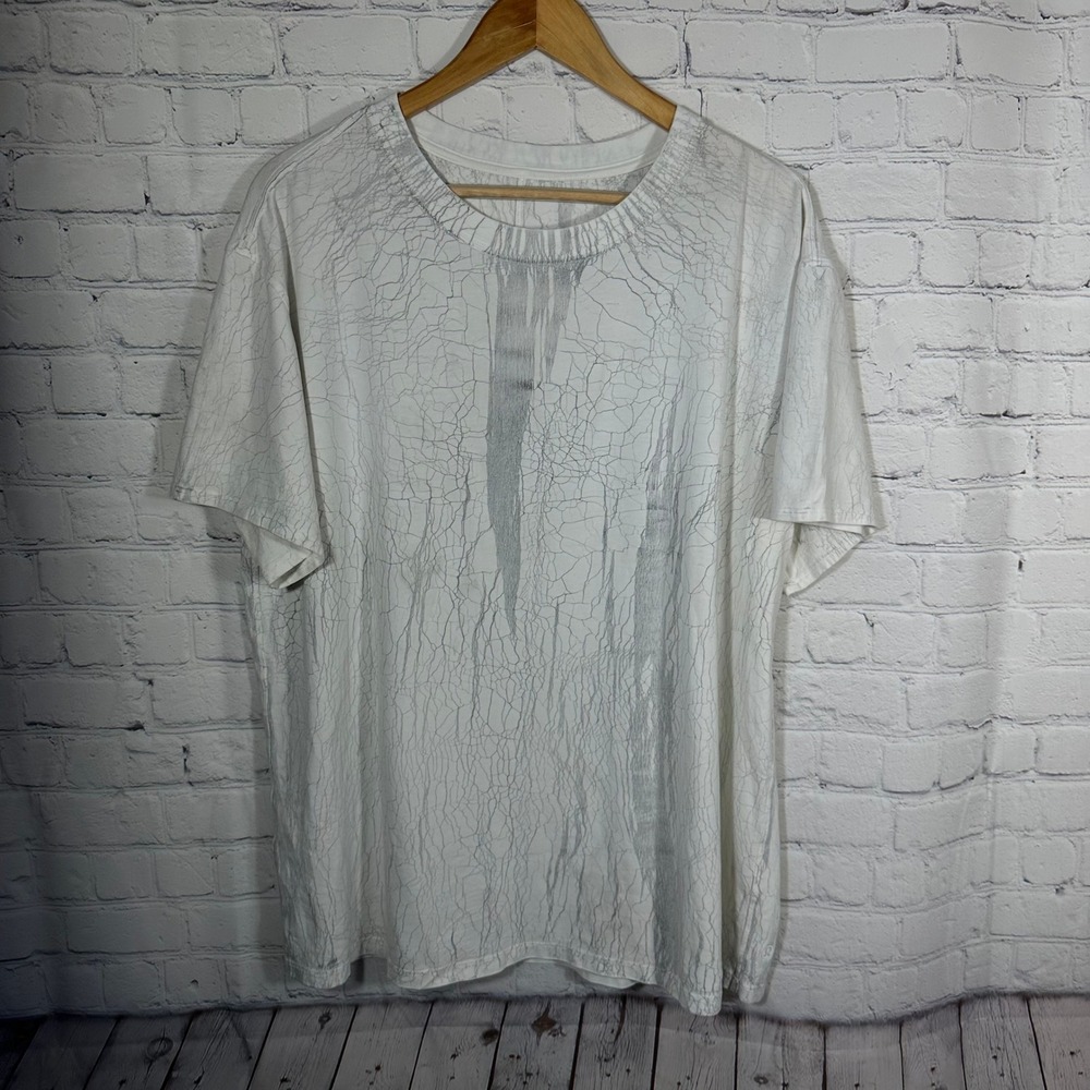 Lululemon Womens Short Sleeve‎ Athletic T-Shirt Grey White Marble Print